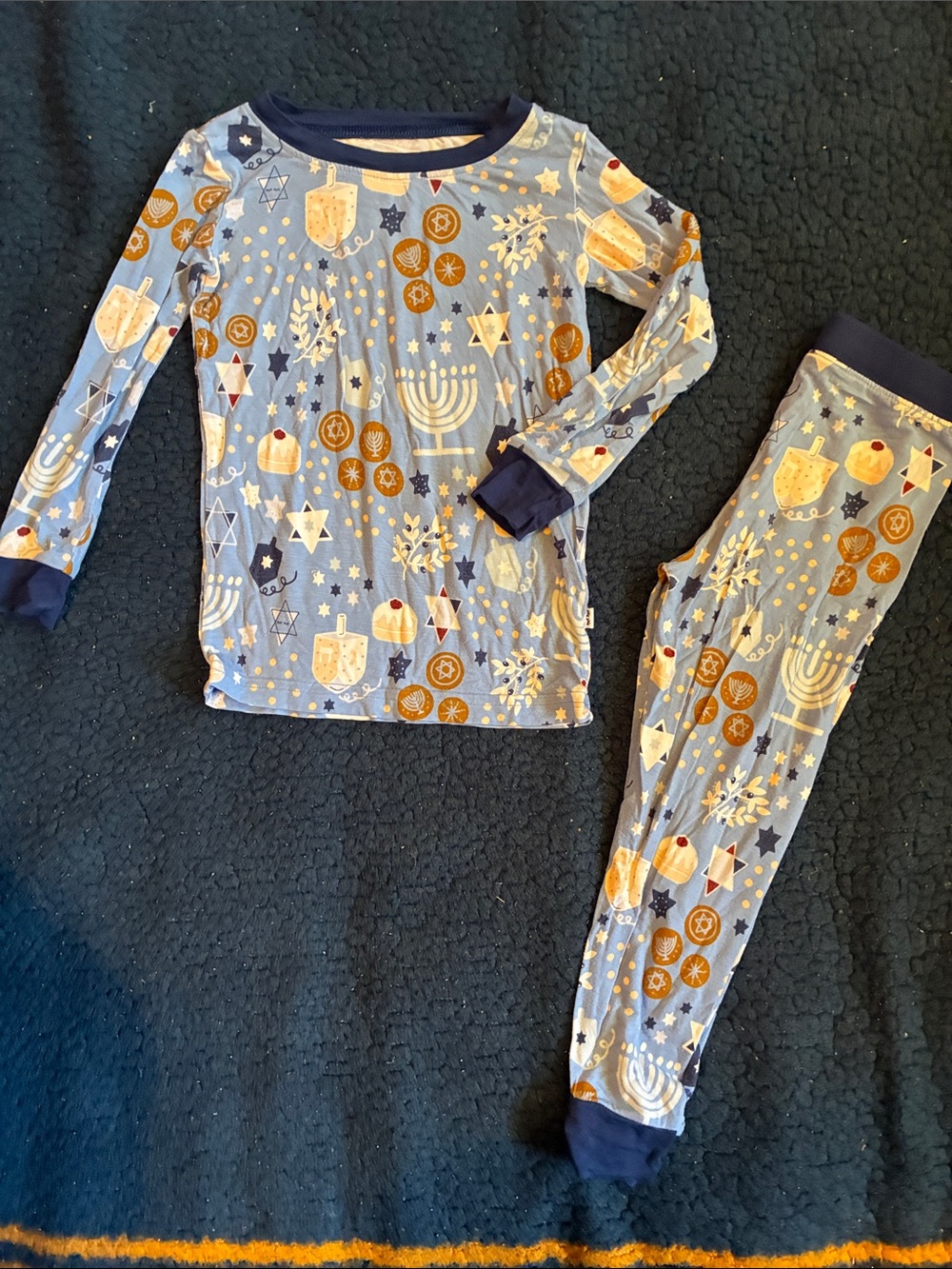 Little Sleepies Light Blue and Navy Hanukkah Pajama Set